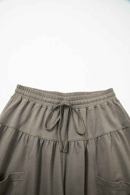 Drawstring Elastic Waist Wide Leg Pants