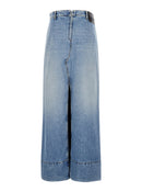 Sportmax Women Maxi Light Blue Skirt With Reversed Front And Rear In Denim Woman