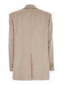 The Andamane Women 'Guia' Beige Single-Breasted Jacket With Notched Revers And Shoulder Pads In Wool Blend Stretch Woman