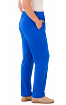 Women's Pull-On Flat Front Knit Pants — Cotton Blend Elastic Waist