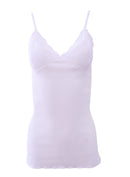 EGI Luxury 100%"Filo di Scozia Cotton Women's Camisole Tank with Lace Trim. Proudly Made in Italy.(2107)