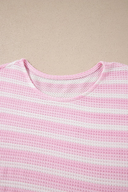 Stripe Waffle Knit Short Sleeve T-Shirt