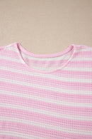 Stripe Waffle Knit Short Sleeve T-Shirt