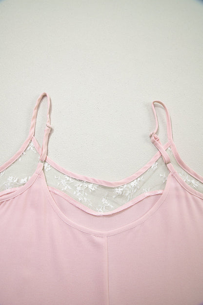 Sheer Lace Patchwork Camisole Nightgown Dress