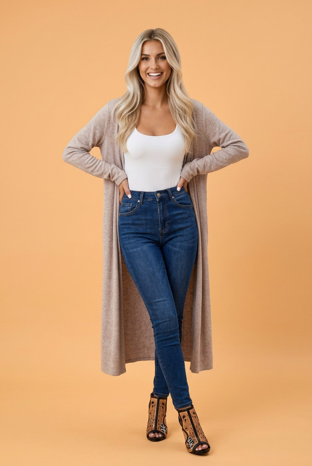 Open Front Tunic Cardigan