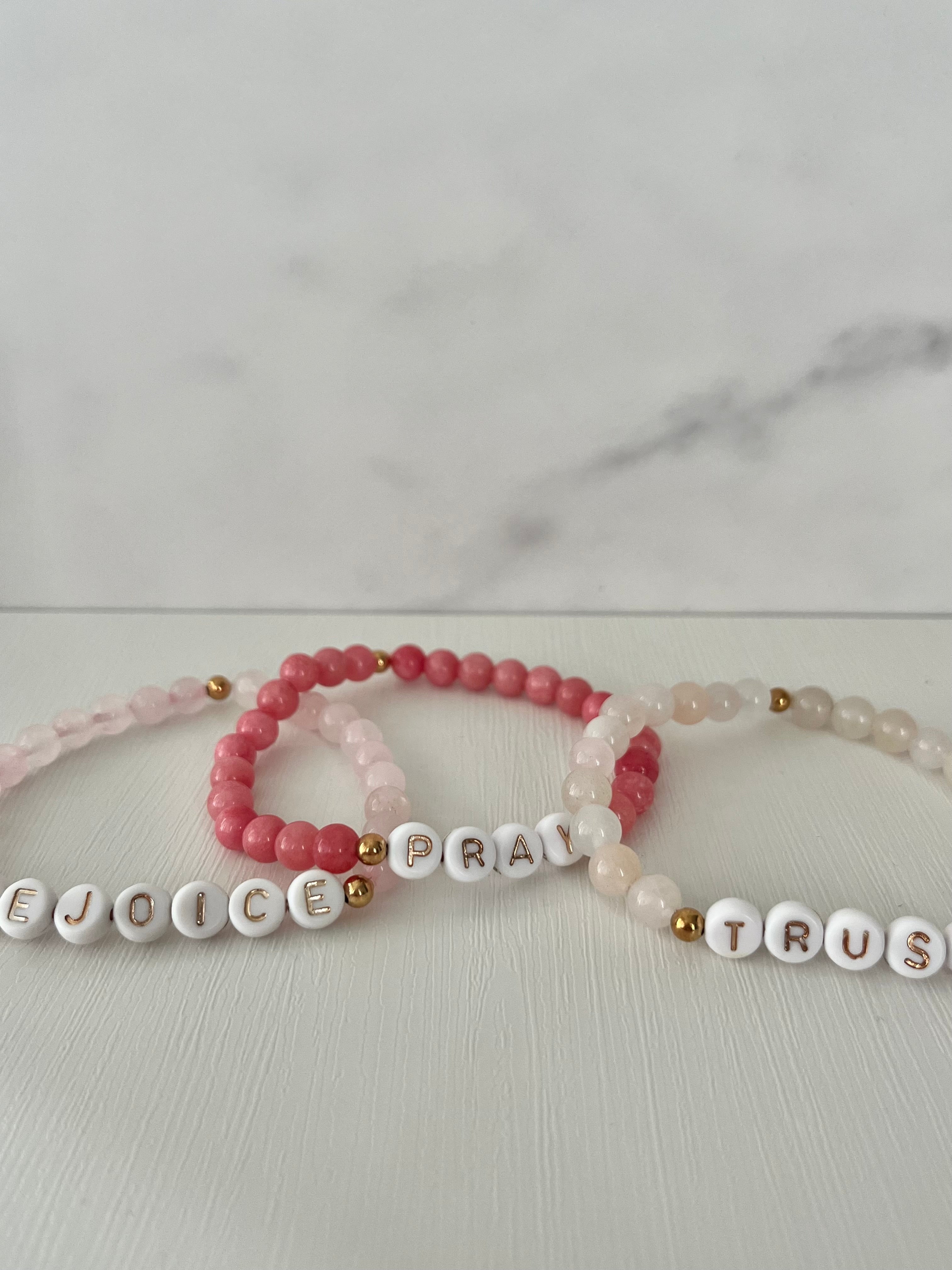 Rejoice Pray Trust Opal Bracelet Set