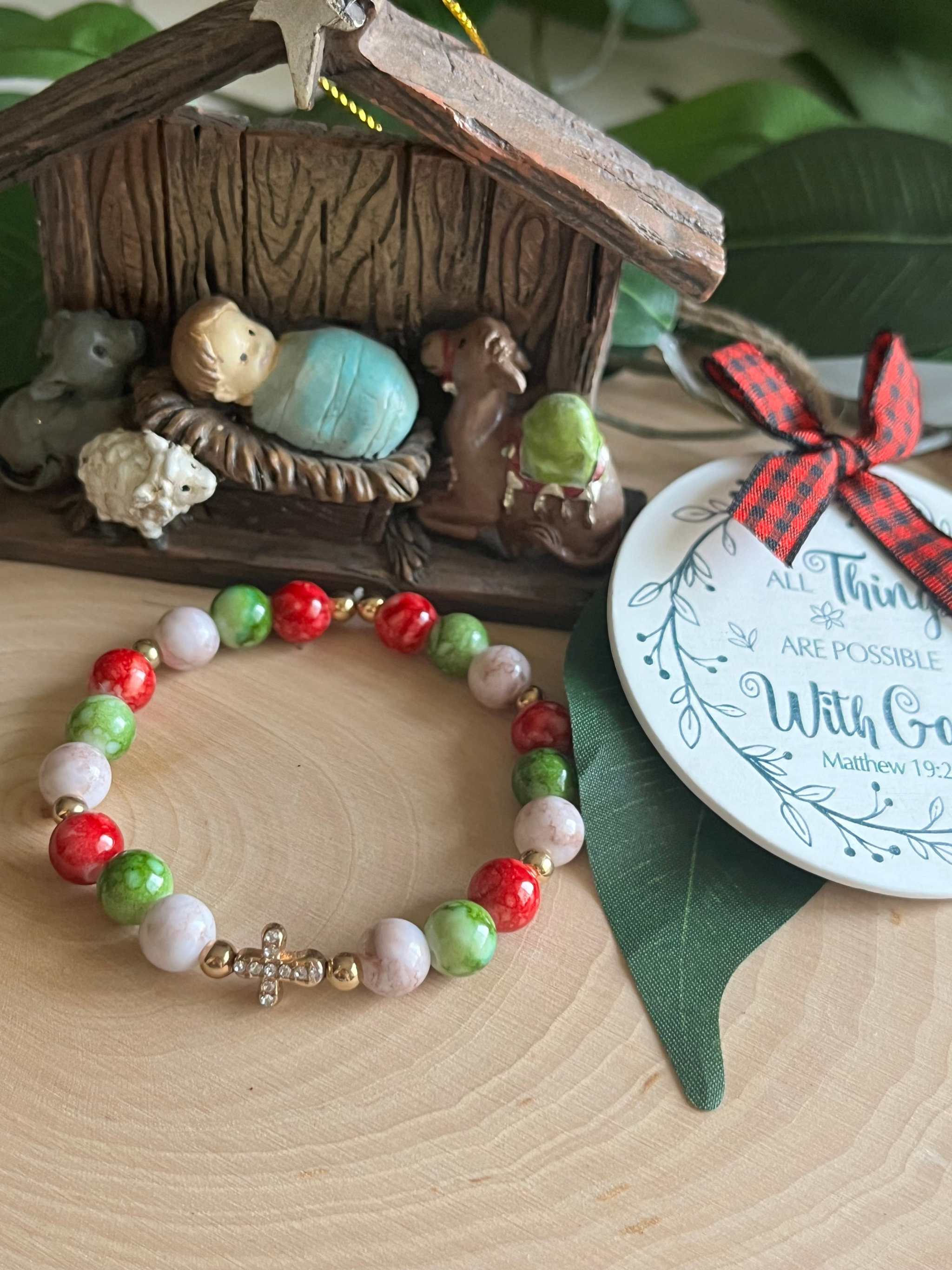 Christmas Cross Bead Bracelet Collection