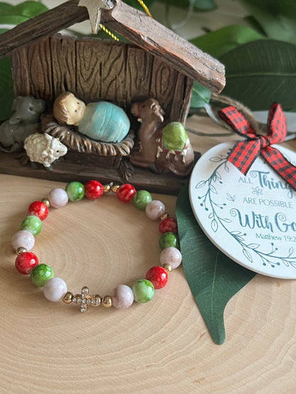 Christmas Cross Bead Bracelet Collection