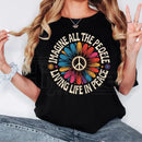"Imagine Peace" Floral Daisy T-Shirt – Boho Hippie Peace Sign Graphic Tee