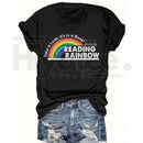 "Read More Colors" Rainbow Graphic Tee – Cute Teacher & Librarian Cotton Shirt