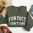 Fun Fact I Don't Care Sweatshirt: Funny Sarcastic College Style Crewneck