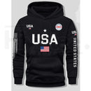 USA Flag Print Men’s Fleece Hoodie – United States Letter Print Unisex Knit Pullover for Couples & Students, 2026 Spring Fashion