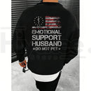 "Emotional Support Husband" – USA Flag Motif Graphic Apparel