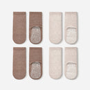 New- Organic Cotton Socks- Beige & Brown- 4 Pairs of Stay-On Baby & Toddler Non-Slip Socks