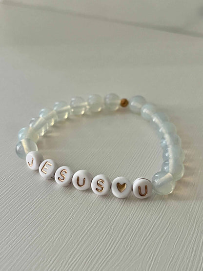Jesus Loves U Bead Bracelet – Marble Faith-Inspired Jewelry