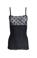 EGI Exclusive Women's Merino Wool Blend Spaghetti Straps Lace-Trimmed Camisole. Proudly Made in Italy (315)