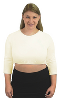 3/4 Sleeve Cropped Layering Shell in Viscose Spandex - Women's and Plus Sizes