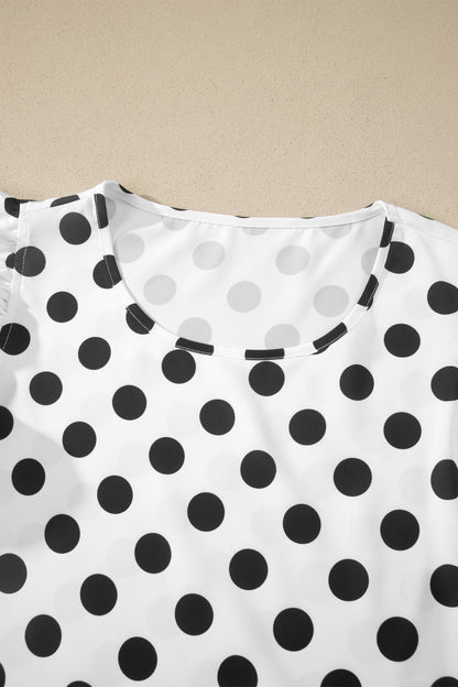Polka Dot Ruffle Sleeve Blouse