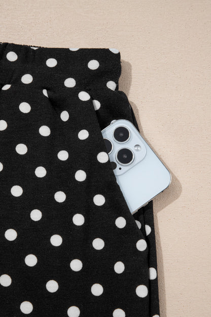 Polka Dot Drawstring Mini Skort