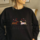 Embroidered Dachshund Valentine’s Day Sweatshirt: Cute Hearts Dog Crewneck