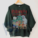 Vintage Rudolph Sweatshirt Christmas Crewneck: Retro Rudolph The Red Nosed Reindeer Shirt, Vintage Christmas Holiday Pullover