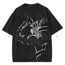 Sword Art Online Kirito B&W T-Shirt – Oversized Acid Wash Anime Tee, Y2K Japanese Manga Streetwear