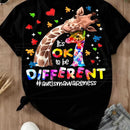"Ok To Be Different" Giraffe – Autism Awareness Puzzle Hearts Women's Top