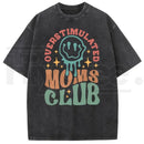 Holafish Oversized Acid Wash Vintage “MOM’S Club” T-Shirt – Heavyweight Cotton Streetwear Graphic Tee, Mother’s Day Gift