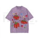 Cute Tomato Graphic Vintage Washed T-Shirt – Batik Cotton Oversized Unisex Tee
