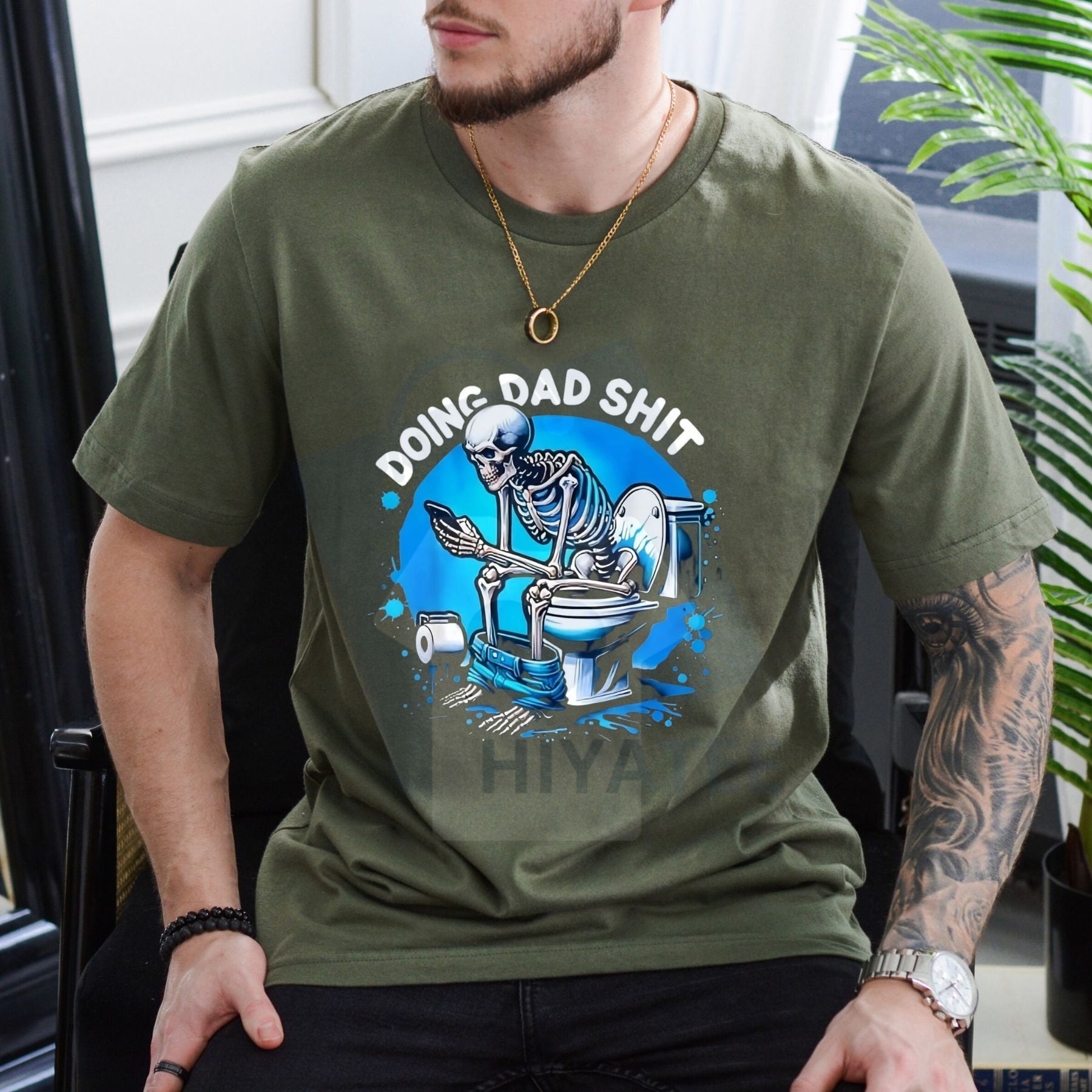 Men's "Doing Dad Shit" Skeleton Graphic T-Shirt – Humorous Father's Day Gift Black Tee