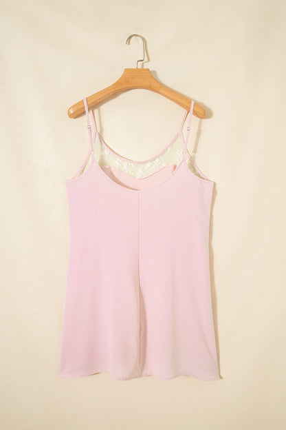 Sheer Lace Patchwork Camisole Nightgown Dress