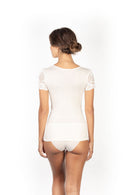 Mare Luxury Merino Wool Blend Women's Top with Lace. Proudly Made in Italy.
