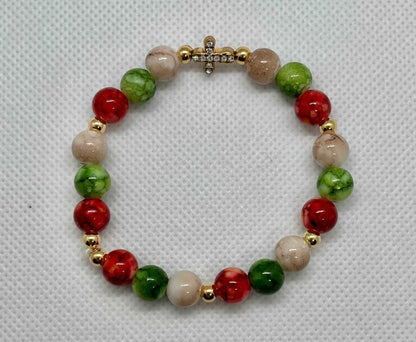 Christmas Cross Bead Bracelet Collection