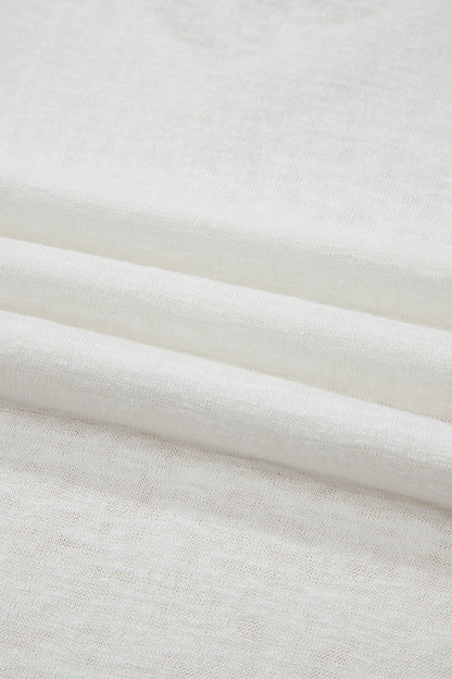 Solid Hollowed Lace Trim V-Neck T-Shirt
