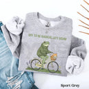 Off To Be Radical Left Scum Sweatshirt: Retro Frog & Cat Bicycle Resistance Crewneck