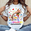 "Ok To Be Different" Giraffe – Autism Awareness Puzzle Hearts Women's Top