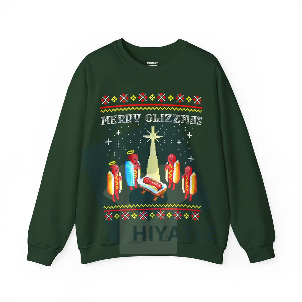 Merry Glizzmas Christmas Sweatshirt: Funny Ugly Christmas Sweater Glizzy Holiday Shirt Gift, Meme Crewneck