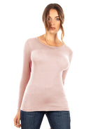 EGI Exclusive Collections Women's Modal Cashmere Blend Long Sleeves Scoop Neck Top. Proudly Made in Italy (5229)