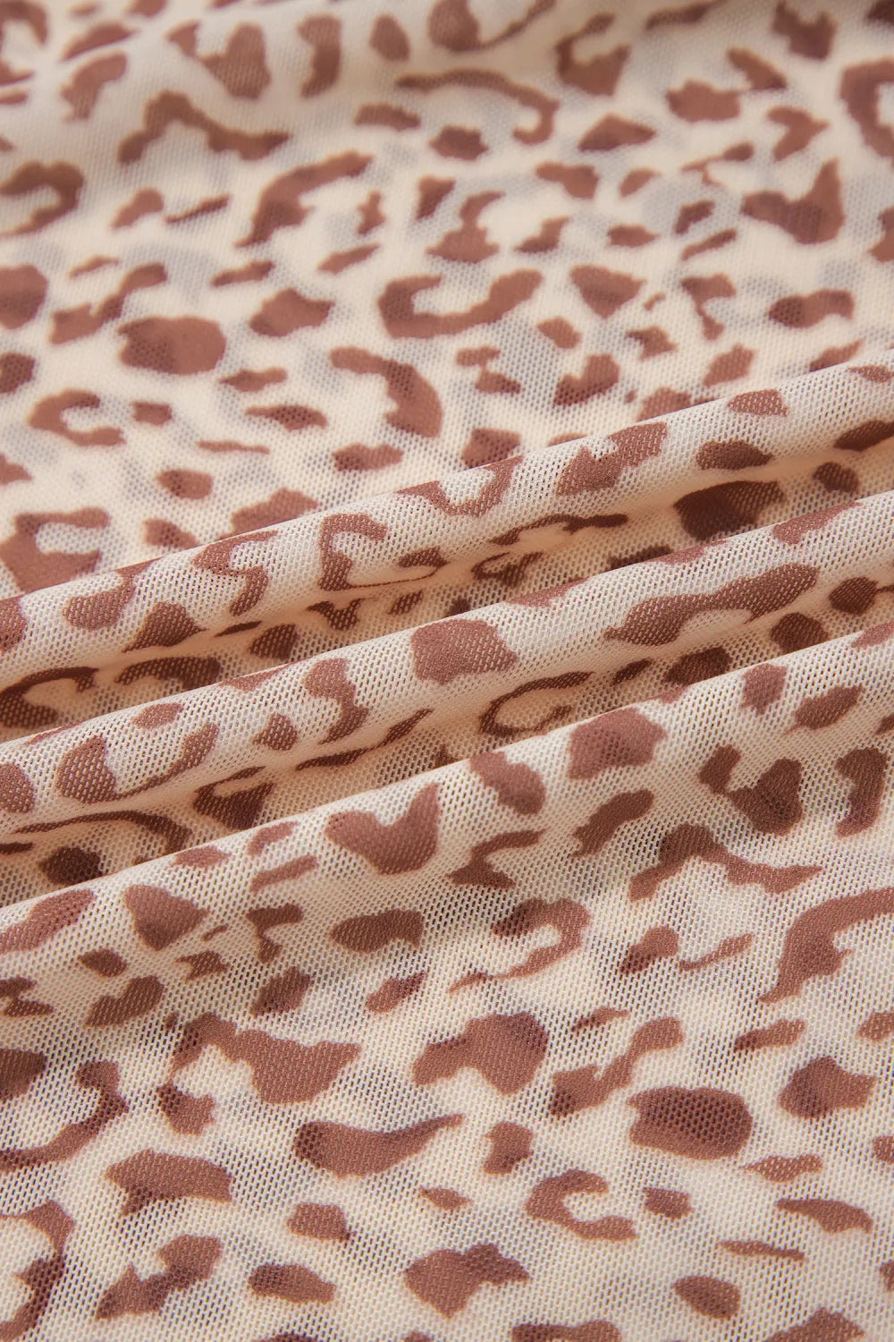 Leopard Mesh Off-Shoulder Long Sleeve Top