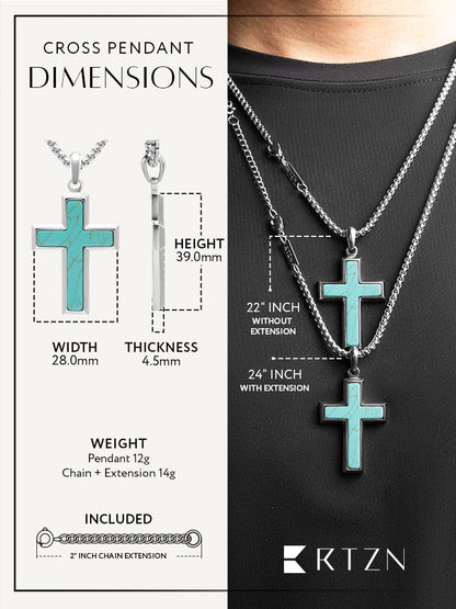 Turquoise Cross Pendant Necklace