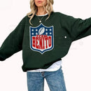 Team Benito Sweatshirt: Retro Football Shield Graphic Crewneck Pullover