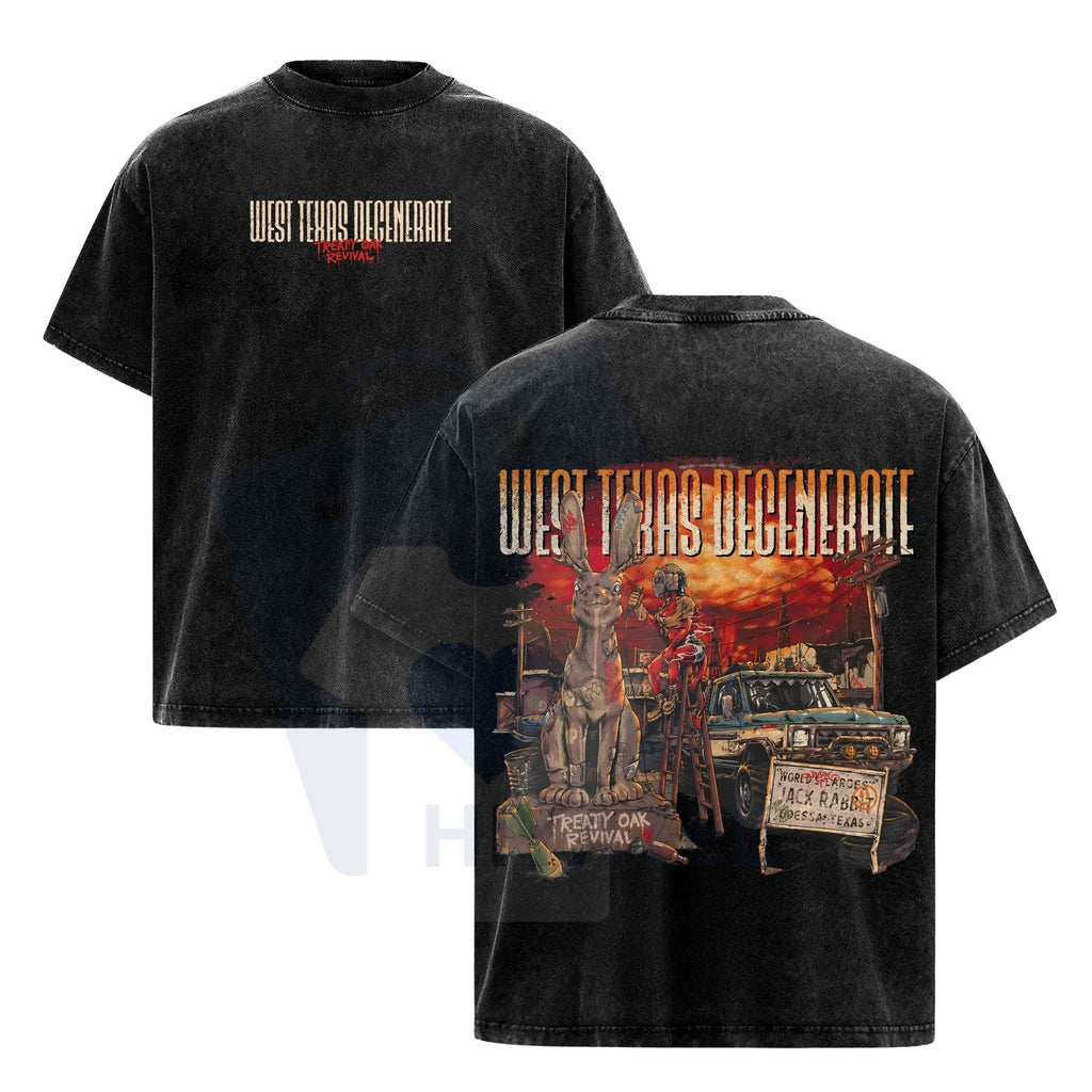 Treaty Oak Revival "West Texas Degenerate" T-Shirt – Acid Wash Oversize Country Rock Tee