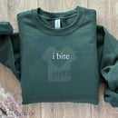 I Bite Sweatshirt: Funny Unhinged Sarcastic Meme Sweater, Humorous Introvert Slogan Pullover, Unique Gag Gift
