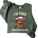Christmas Lights Cow Sweatshirt [Sale 70%]: Funny Animals Shirt, Christmas Highland Cow Crewneck, Holiday Gift