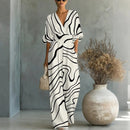 Women's Waist-Cinched V-Neck Printed Wide-Leg Jumpsuit