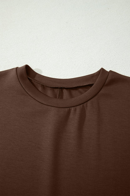 Side Slit Longline Crew Neck T-Shirt Dress