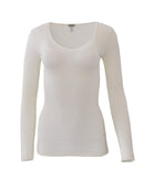EGi Luxury Wool Silk Long Sleeve Top with Satin Trim. Proudly Made in Italy (1437)