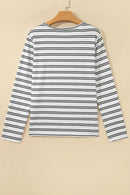 Striped Ribbed Knit Long Sleeve Top