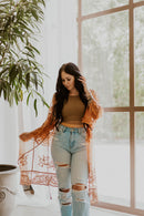 Embroidered Butterfly Lace Front-Tie Kimono