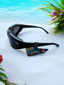 Mountain Shades Redline Sunglasses, Shiny Black with Smoke Lenses